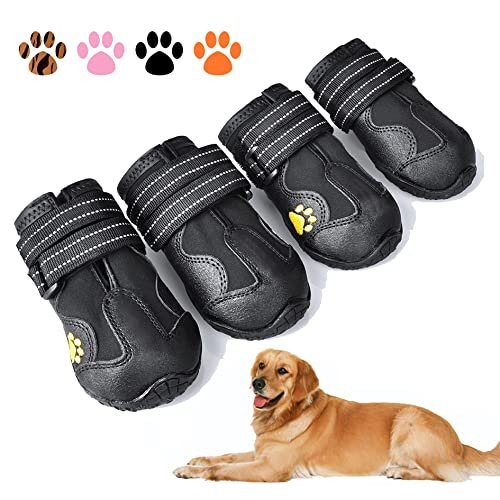 Xsy&Amp;G Dog Boots,Waterproof Dog Shoes,Dog Booties With Reflective Rugged Anti-Slip Sole And Skid-Proof,Outdoor Dog Shoes For Medium Dogs 4Pcs-Size6